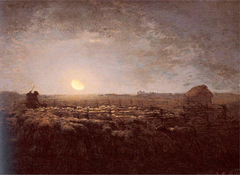 Jean-Franc Millet The Sheep Meadow Moonlight Spain oil painting art